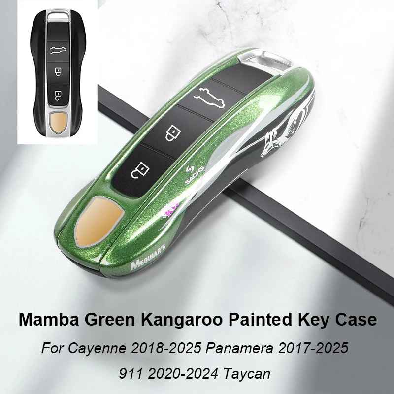 Green Key Case Cover for Porsche (Panamera, Cayenne, Macan, 718, 911, Taycan)