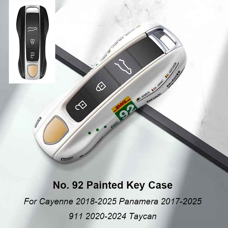 Green Key Case Cover for Porsche (Panamera, Cayenne, Macan, 718, 911, Taycan)