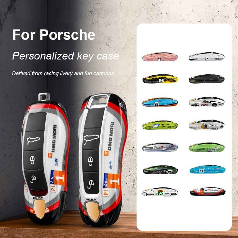 Green Key Case Cover for Porsche (Panamera, Cayenne, Macan, 718, 911, Taycan)