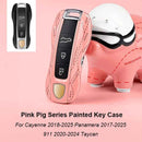 Green Key Case Cover for Porsche (Panamera, Cayenne, Macan, 718, 911, Taycan)