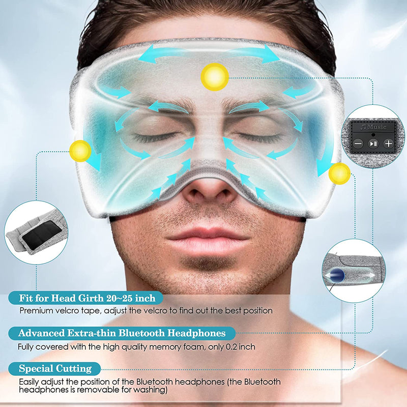 5.2 Bluetooth Sleep Mask – Ultra-Thin, Noise Reduction, White Noise, Light-Shading, Cooling Lining